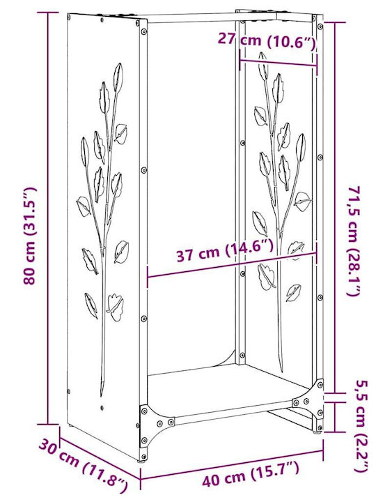 vidaXL Inox Ράφι Αποθήκευσης Ξύλων 40x30x80cm Ασημί