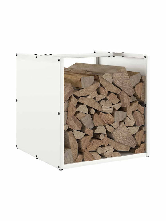 vidaXL Lemn Raft Depozitare lemne 40x40x40cm Alb
