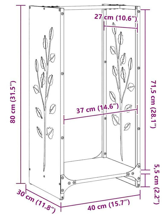 vidaXL Inox Ράφι Αποθήκευσης Ξύλων 40x30x80cm Ασημί