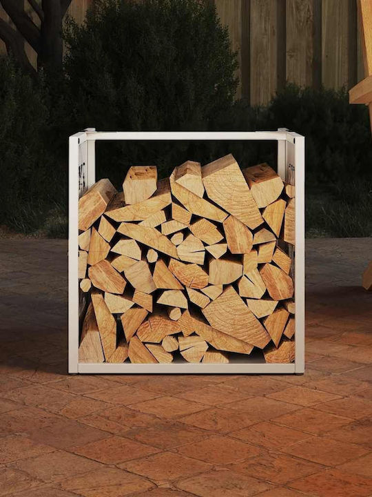 vidaXL Ξύλινο Ράφι Αποθήκευσης Ξύλων 40x40x40cm Λευκό