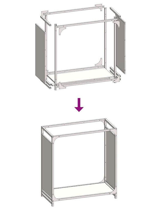vidaXL Ξύλινο Ράφι Αποθήκευσης Ξύλων 60x28x65cm Γκρι