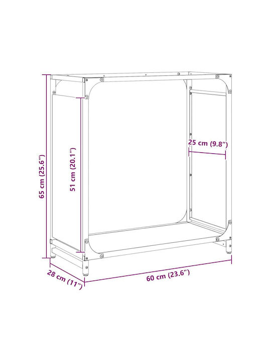 vidaXL Lemn Raft Depozitare lemne 60x28x65cm Negru