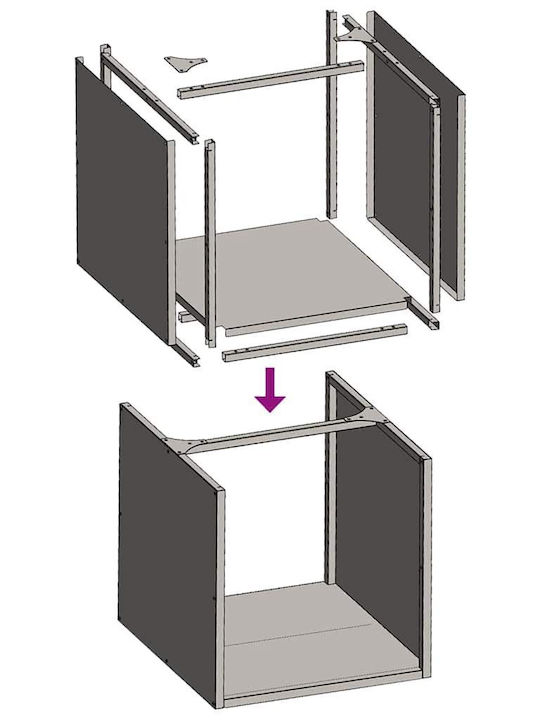 vidaXL Inox Shelf Wood Storage 40x40x40cm Silver