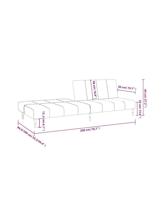 Doppelsitzer Sofa Bett Samt Rosa 200x84,5x69cm