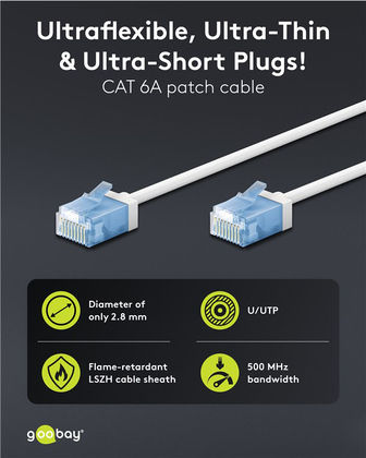 Goobay U/UTP Kat.6a Ethernet Netzwerkkabel 2m Weiß
