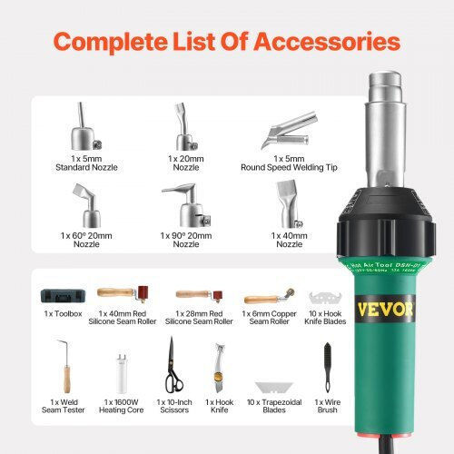Aparat de sudură cu aer cald din plastic Vevor 1600W 17 accesorii