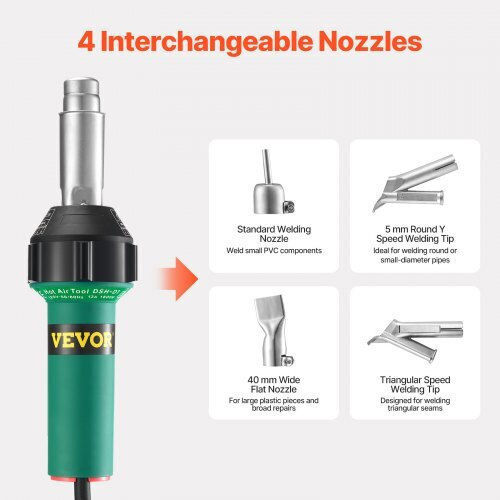 Aparat de sudură cu aer cald din plastic Vevor 1600W 11 accesorii