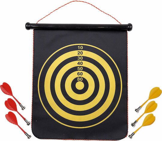 Tablă de Darts Magnetică cu 6 Săgeți Magnetice, Pliabilă, Față Verso, 41 X 48 Cm