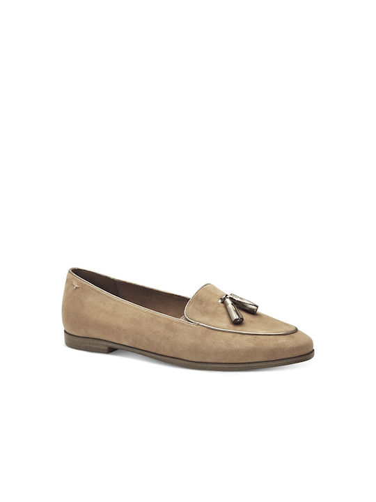 Tamaris Leather Women's Loafers in Beige Color