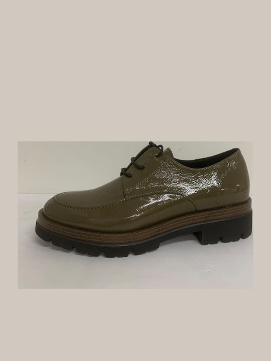 Leder Damen Mokassins in Grün Farbe