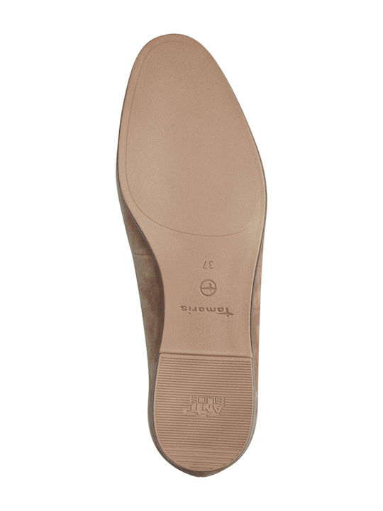 Δερμάτινα Γυναικεία Loafers σε Μπεζ Χρώμα