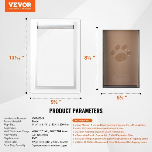 Vevor Μεταλλικό Πορτάκι Σκύλου 20.64x20.64x20.64εκ. Λευκό