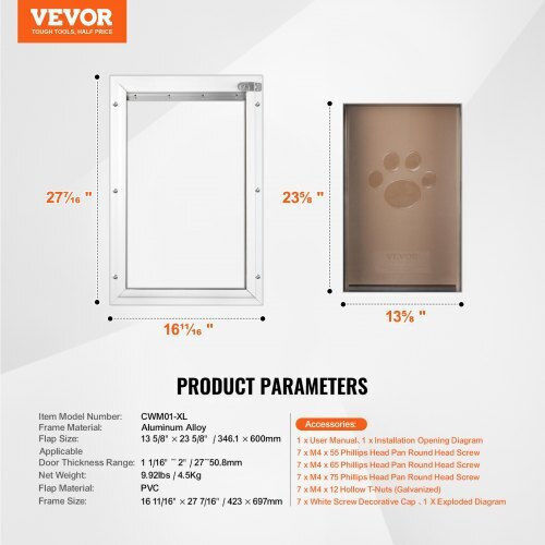 Vevor Πόρτα Σκύλου από Μέταλλο σε Λευκό Χρώμα 69.7 x 69.7 x 69.7εκ.
