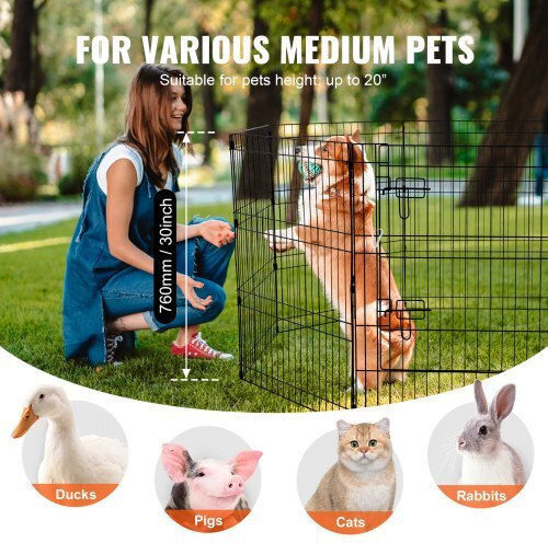 Vevor Foldable Park Dog & Cat Octagon made of Metal in Gray Color 76 x 76 x 76cm