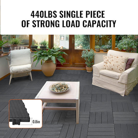 Vevor Interlocking Deck Tiles 54 Pack 12"x12" Plastic Orch Dark Grey
