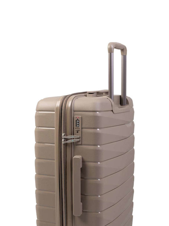 Paulter Medium Hard Beige Suitcase With 4 Wheels Height 66cm