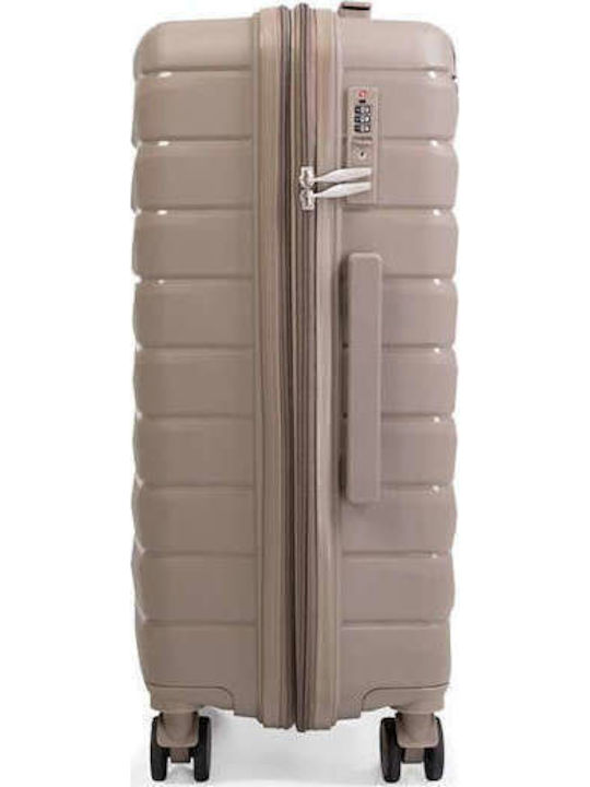Paulter Medium Hard Beige Suitcase With 4 Wheels Height 66cm