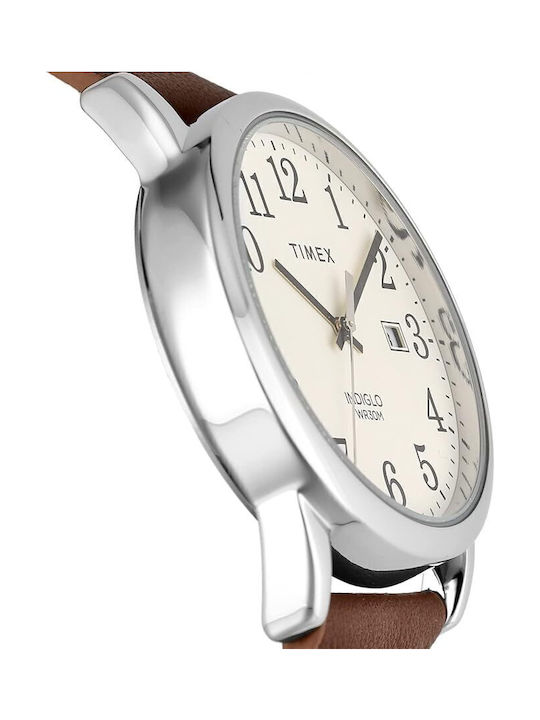 Timex Easy Reader Ceas Bărbătesc 38mm Baterie cu Maro Curea din Piele
