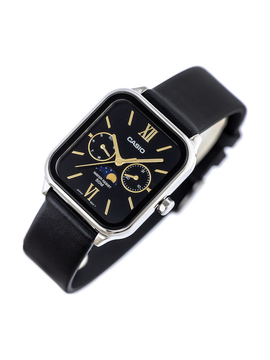 Casio Men's Watch 34mm Battery with Black Leather Strap