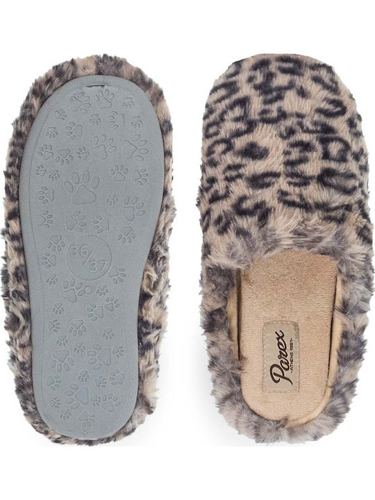 Winter Women's Slippers with Fur Brown