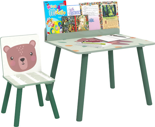 Kids Table and Chairs Set for Painting Green Aiyaplay