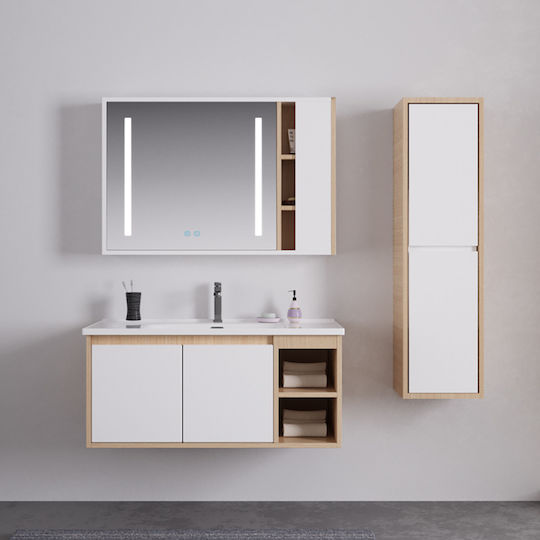 Martin Bathroom Mirror Led made of Plywood White