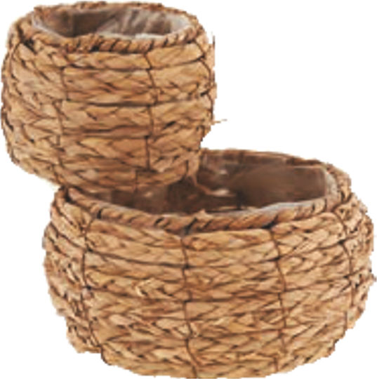 Wicker Wooden Round Planter Ø20 x 13cm Natural