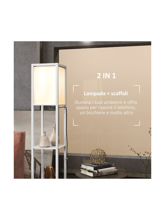 HomCom Floor Lamp H156xW26cm. with Socket for Bulb E27 White