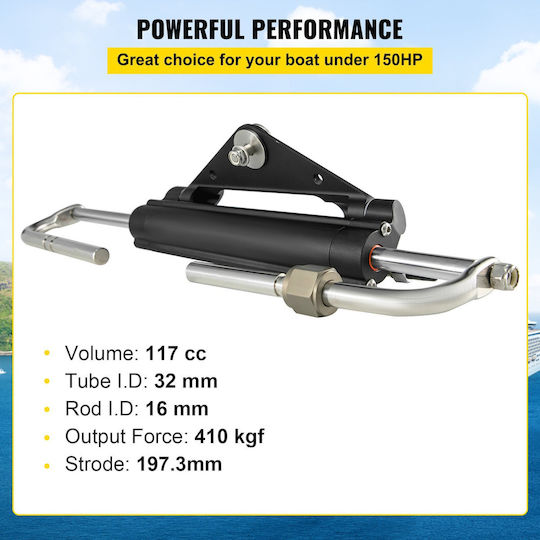 Vevor Hydraulic Steering Cylinder Hc4645h Hydraulic Outboard Base Steering Cylinder for Boats Up to 150 Horsepower