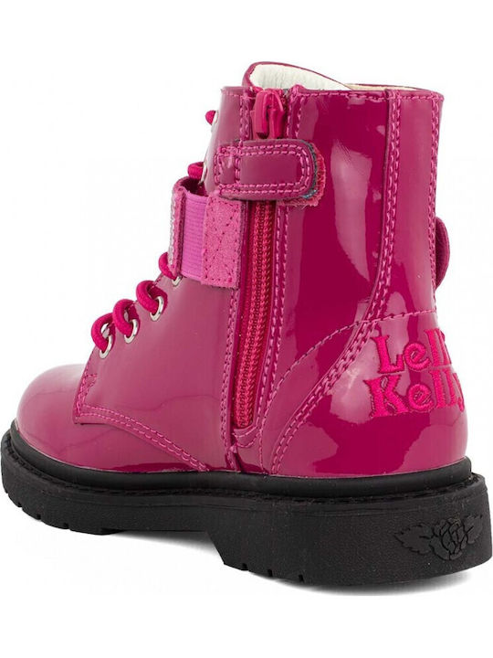 Stella Stellina Vernice Leather Kids Boots with Zipper Fuchsia