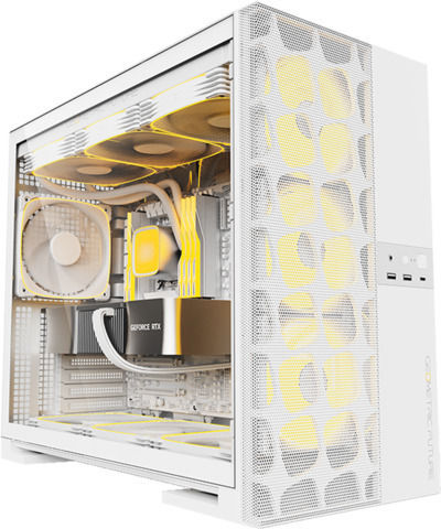 Geometric Future Model 5 Vent with fans Gaming Midi Tower Κουτί Υπολογιστή με Πλαϊνό Παράθυρο Λευκό
