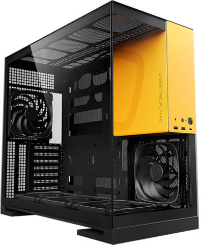 Geometric Future Model 5 with fans Gaming Middle Tower Carcasă Calculator cu Fereastră Laterală Galben