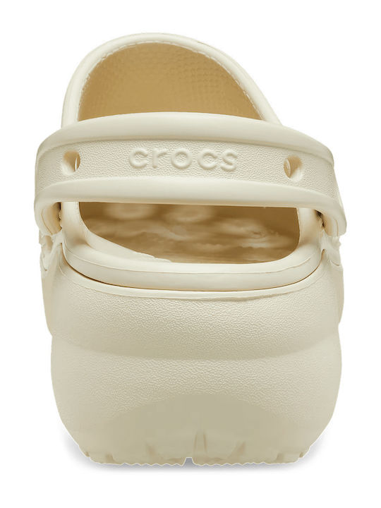 Crocs Classic Platform Clog Γυναικεία Σαμπό Μπεζ