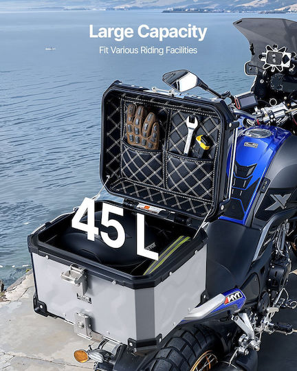Vevor Motorrad-Topcase Aluminium 45lt Schwarze