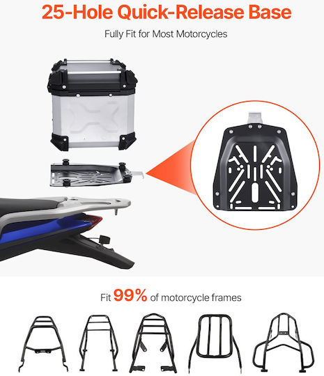 Vevor Motorrad-Topcase Aluminium 45lt Schwarze