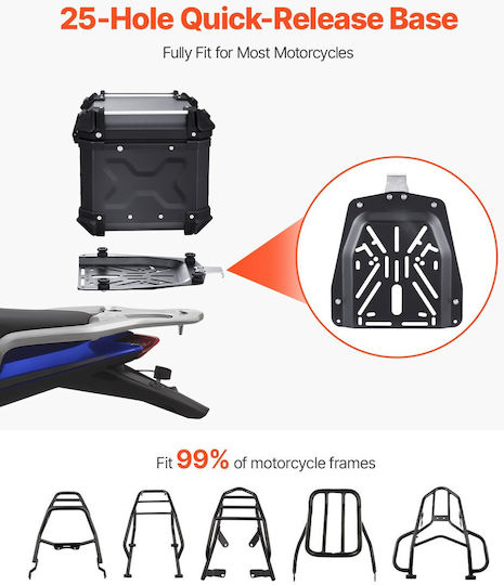 Vevor Motorrad-Topcase Aluminium 45lt Schwarze