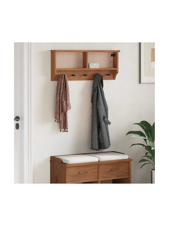 vidaXL Κρεμάστρα Τοίχου Ξύλινη 5 Θέσεων Καφέ 87x35x12cm