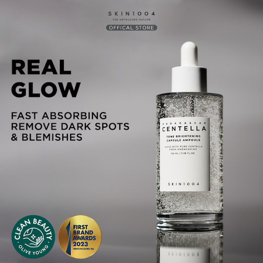 Skin1004 Madagascar Centella Tone Brightening Capsule Ampoule Soothing & Moisturizing Essence Face with Vitamin C & Niacinamide for Detoxification & Radiance 100ml