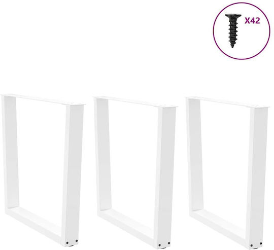 vidaXL Metallic Furniture Leg 3 Pieces Suitable for Table / Coffee Table / Office 80x72cm White