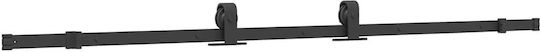 Vidaxl Sliding Door Hardware Set Black 76x205 Cm Tempered Glass Black