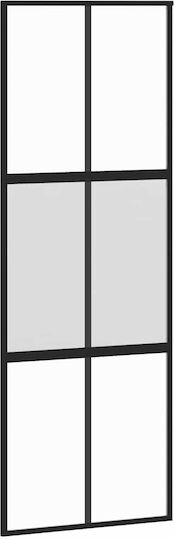 Vidaxl Schiebetür-Beschlagset Schwarz 76x205 cm Sicherheitsglas Schwarz