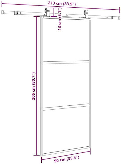 Vidaxl Schiebetürbeschlag-Set Schwarz 90x205 cm Sicherheitsglas Schwarz