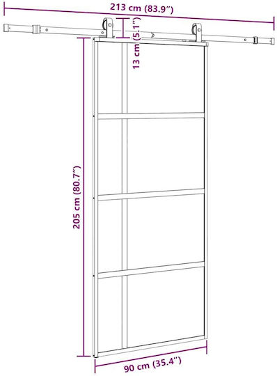 Vidaxl Schiebetürbeschlag-Set Schwarz 90x205 cm Sicherheitsglas Schwarz