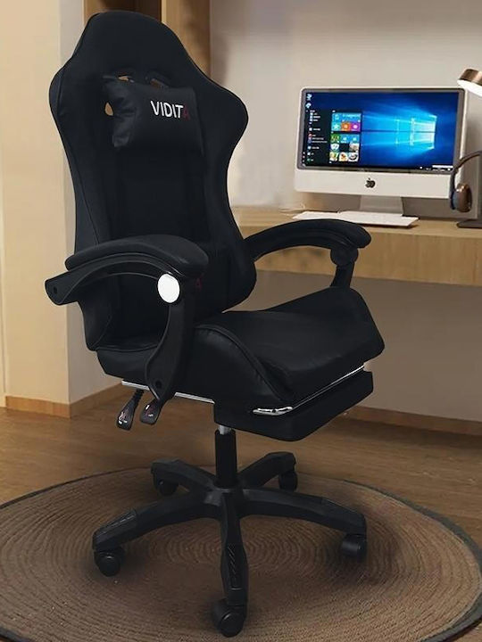 Zita Plus A6060 Artificial Leather Gaming Chair with Footrest Black