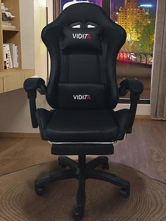 Zita Plus A6060 Artificial Leather Gaming Chair with Footrest Black