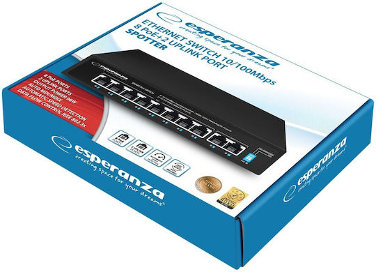 Esperanza ENS106 Unmanaged L2 PoE+ Switch with 10 Gigabit (1Gbps) Ethernet Ports