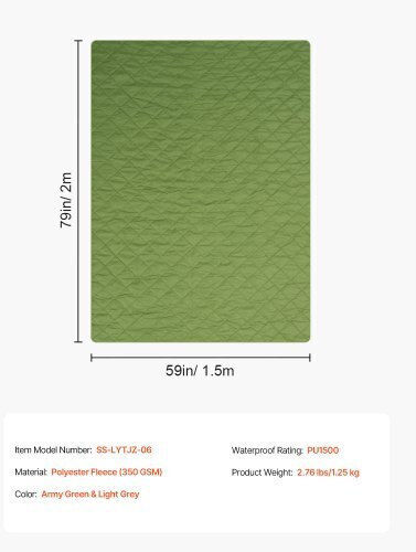 Vevor Microfiber Body Towel 330gr/m² Green 139.7x208.28cm