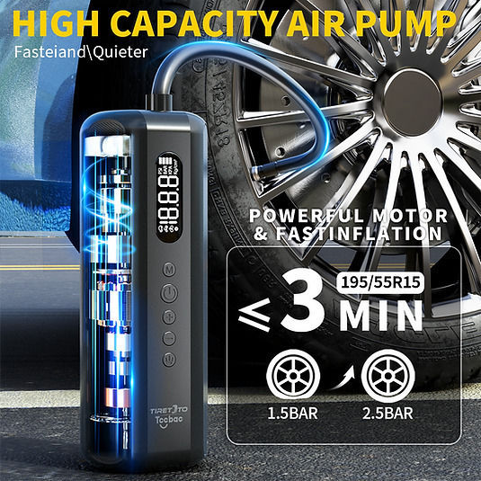 Autoreifenpumpe TCCBAC 150PSI Wiederaufladbar mit Batterie 12V
