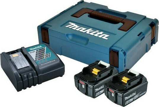Makita Set 2 Tool Batteries Lithium 18V Capacity 6Ah with Charger DC18RC