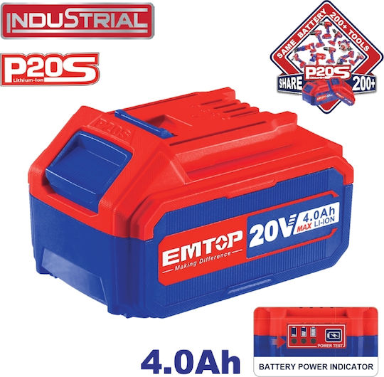 Emtop Werkzeugbatterie Lithium 20V mit Kapazität 4Ah